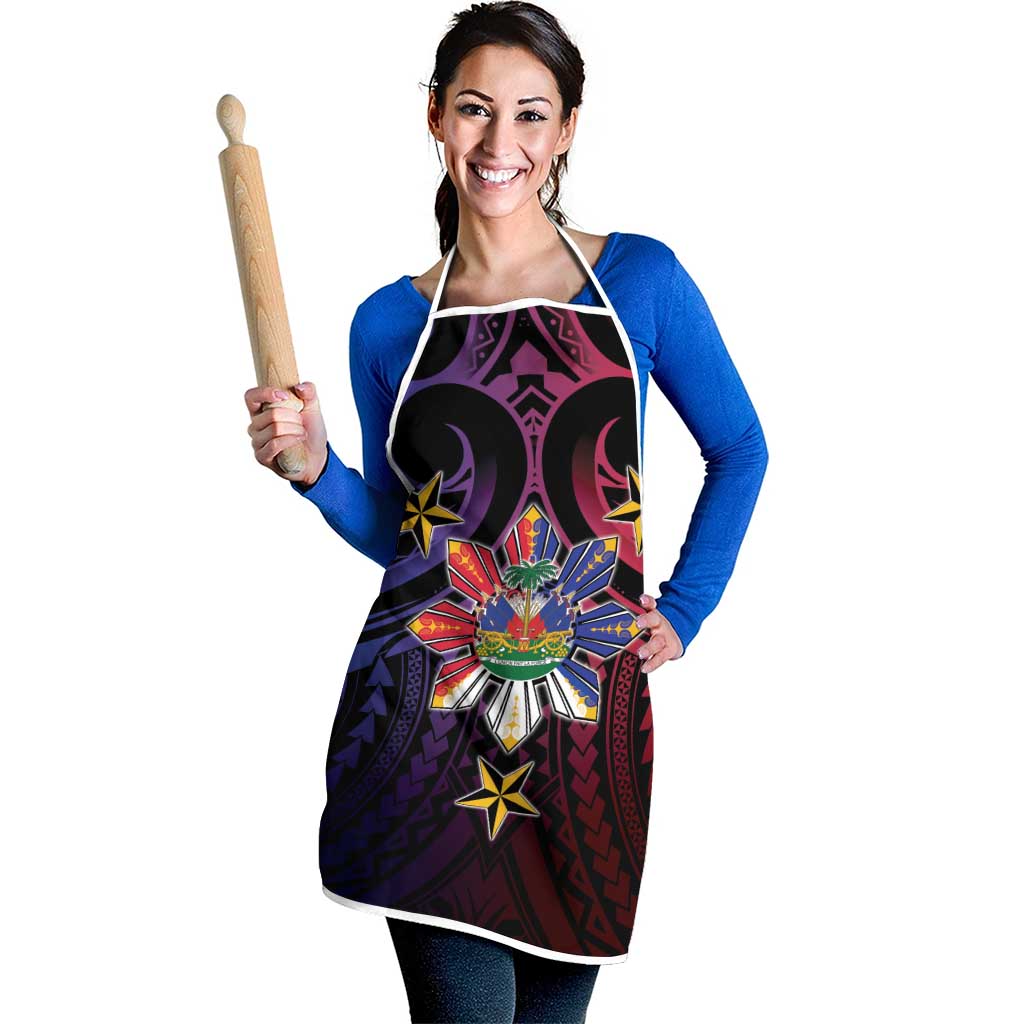 Haiti Philippines Apron Haitian Coat Of Arms With Filipino Sun LT05 - Polynesian Pride