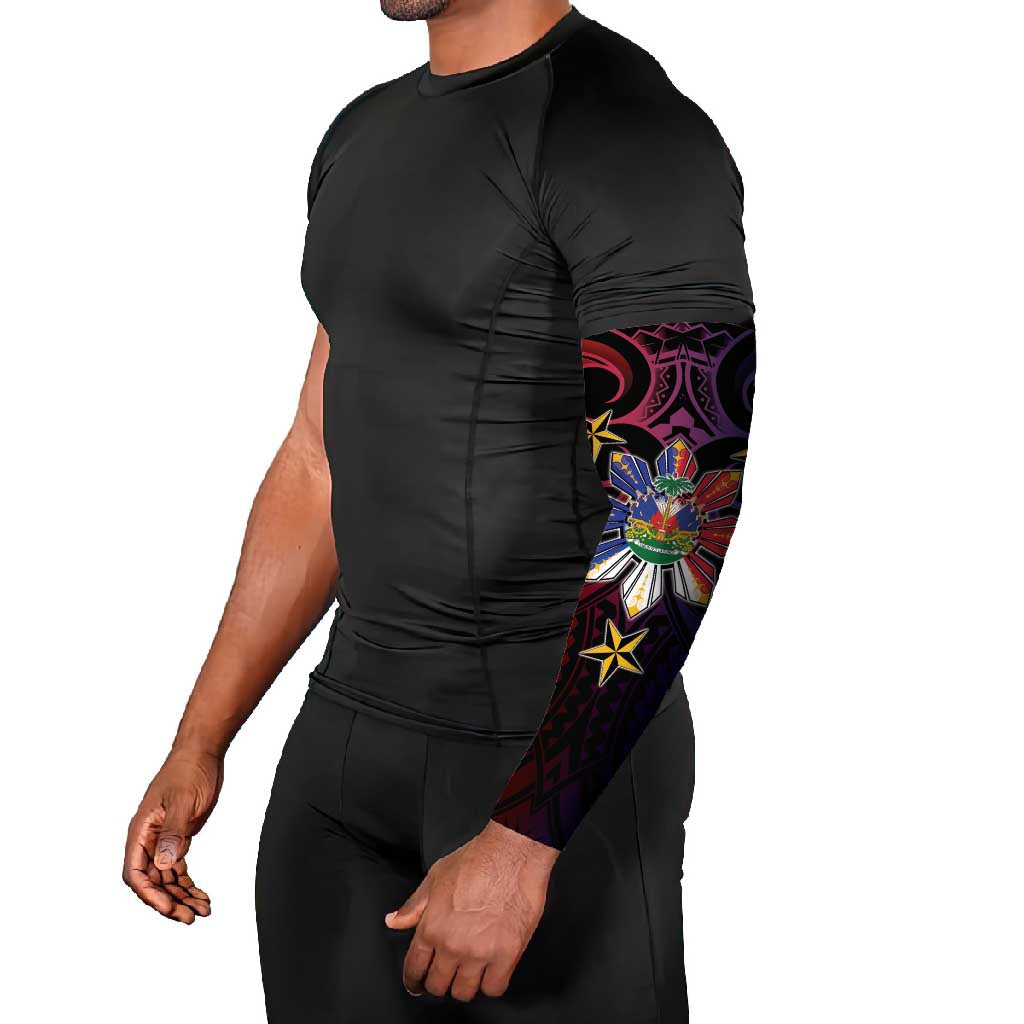 Haiti Philippines Arm Sleeves Haitian Coat Of Arms With Filipino Sun LT05 - Polynesian Pride