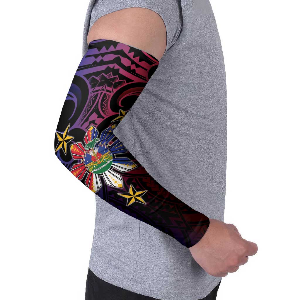 Haiti Philippines Arm Sleeves Haitian Coat Of Arms With Filipino Sun LT05 - Polynesian Pride