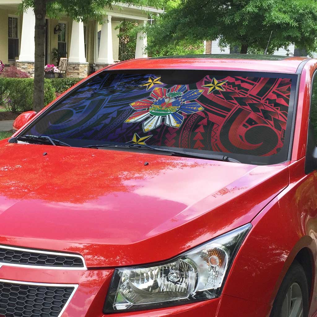 Haiti Philippines Auto Sun Shade Haitian Coat Of Arms With Filipino Sun LT05 - Polynesian Pride