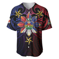 Haiti Philippines Baseball Jersey Haitian Coat Of Arms With Filipino Sun LT05 Black - Polynesian Pride