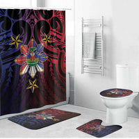 Haiti Philippines Bathroom Set Haitian Coat Of Arms With Filipino Sun LT05 Bathroom Set (4 pcs) Black - Polynesian Pride