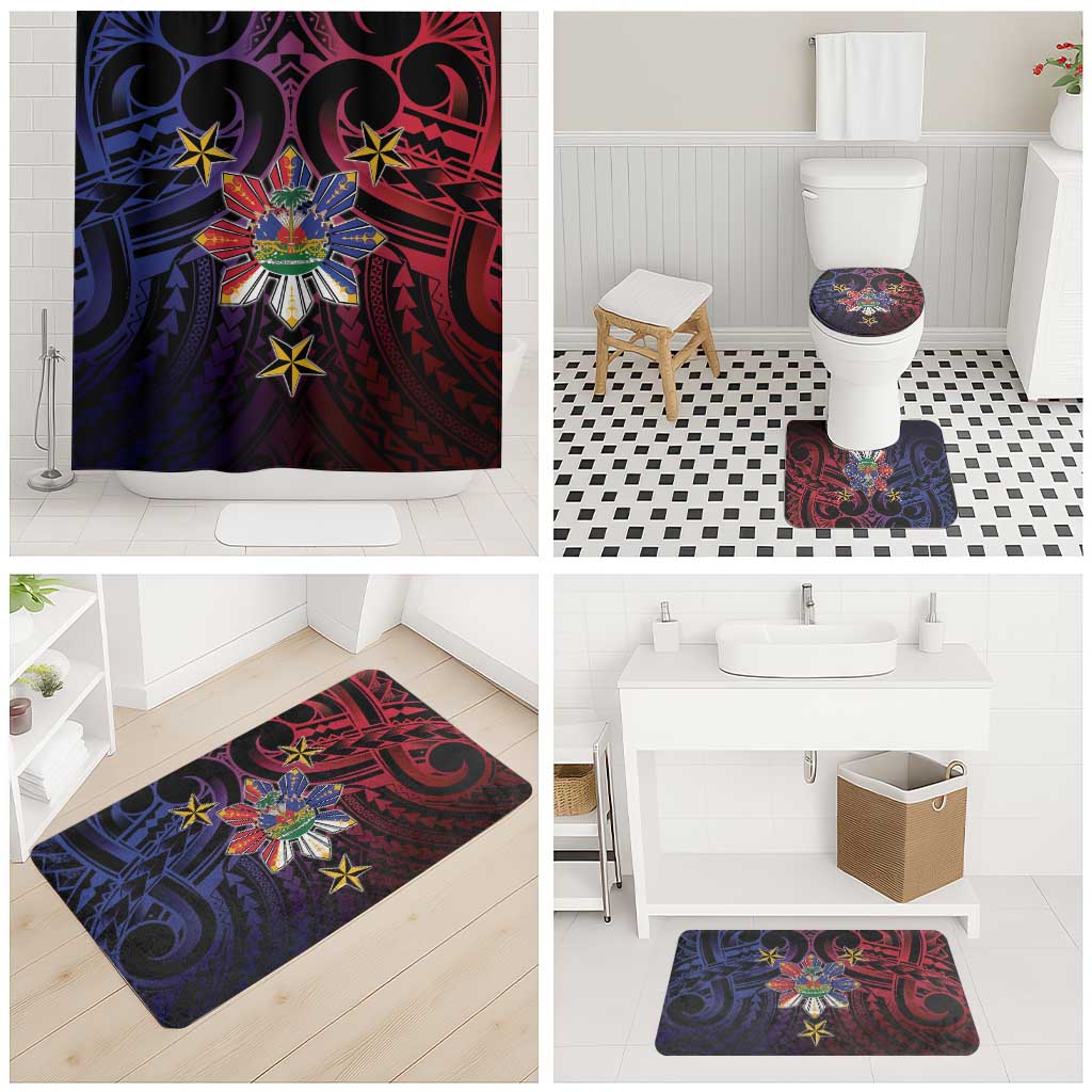 Haiti Philippines Bathroom Set Haitian Coat Of Arms With Filipino Sun LT05 - Polynesian Pride