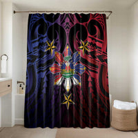 Haiti Philippines Bathroom Set Haitian Coat Of Arms With Filipino Sun LT05 Shower Curtain Only Black - Polynesian Pride