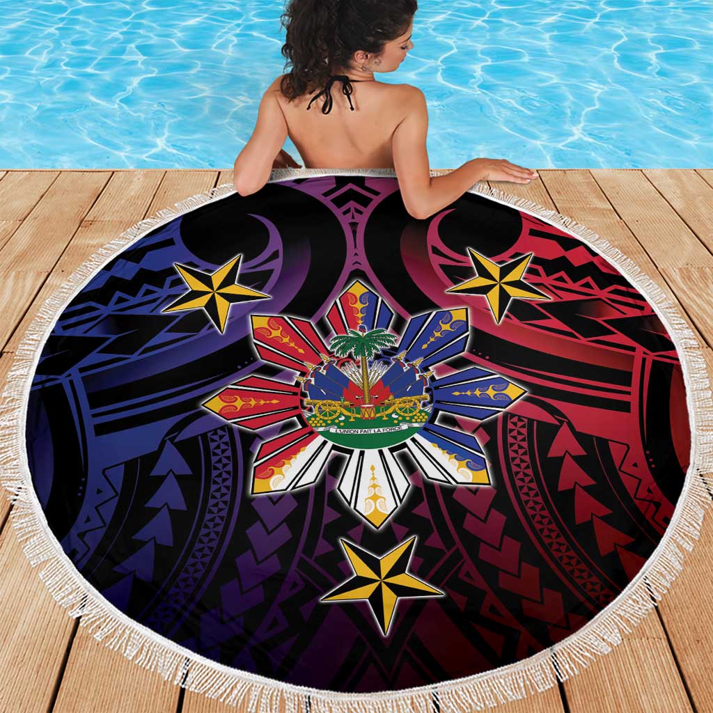 Haiti Philippines Beach Blanket Haitian Coat Of Arms With Filipino Sun LT05 - Polynesian Pride
