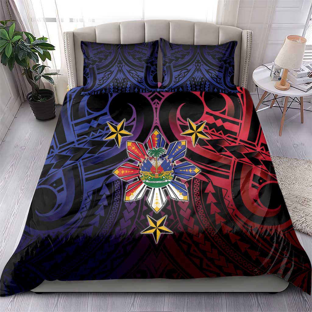 Haiti Philippines Bedding Set Haitian Coat Of Arms With Filipino Sun LT05 - Polynesian Pride