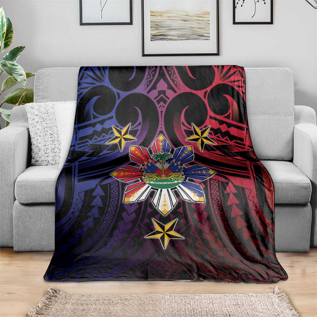 Haiti Philippines Blanket Haitian Coat Of Arms With Filipino Sun LT05 - Polynesian Pride