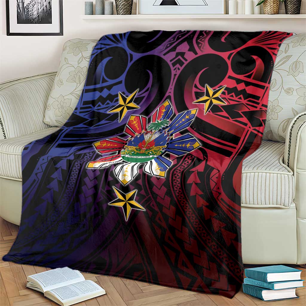 Haiti Philippines Blanket Haitian Coat Of Arms With Filipino Sun LT05 - Polynesian Pride