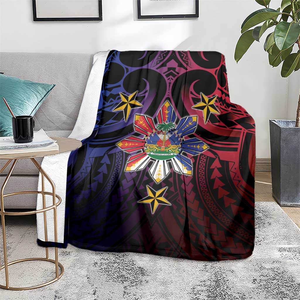 Haiti Philippines Blanket Haitian Coat Of Arms With Filipino Sun LT05 - Polynesian Pride