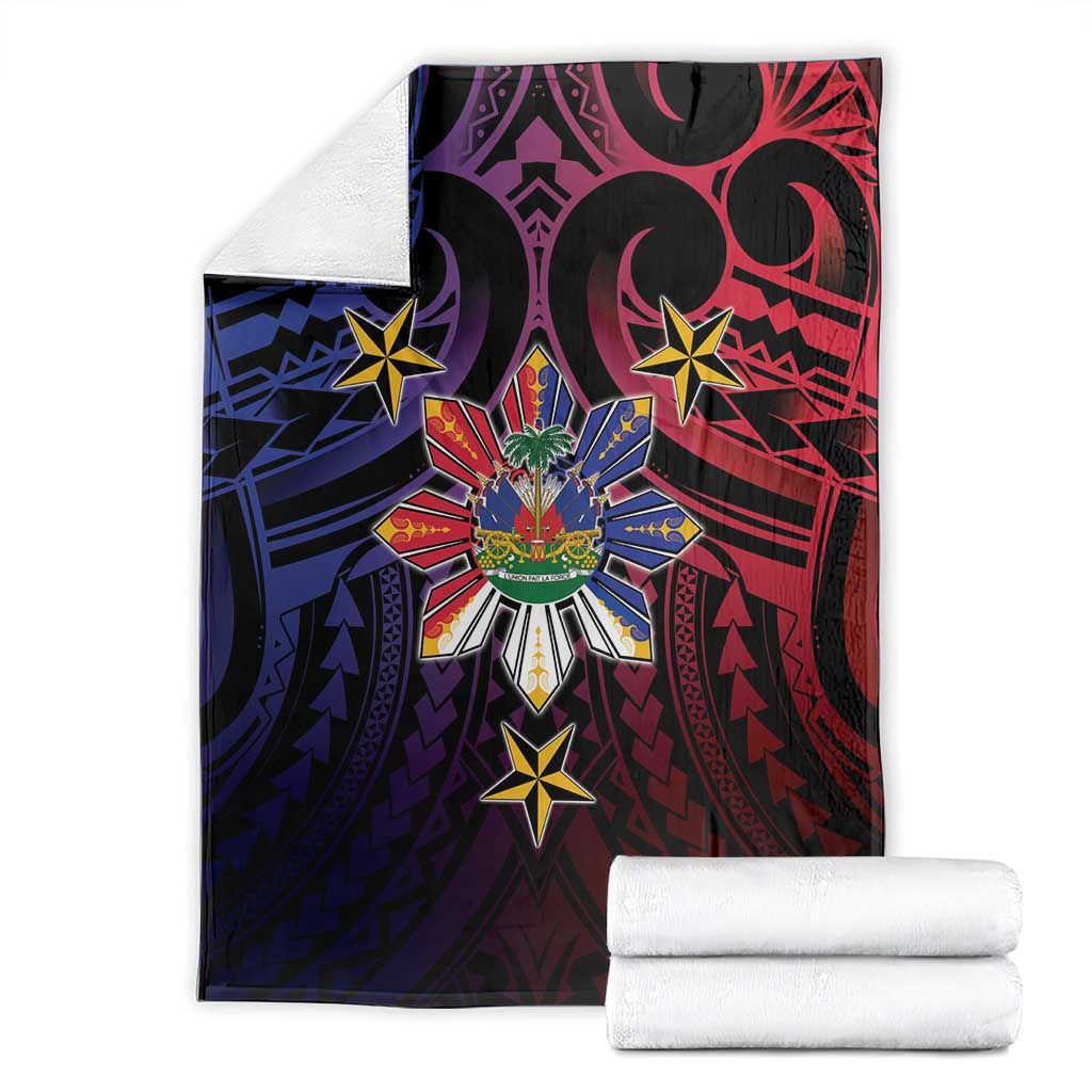 Haiti Philippines Blanket Haitian Coat Of Arms With Filipino Sun LT05 - Polynesian Pride
