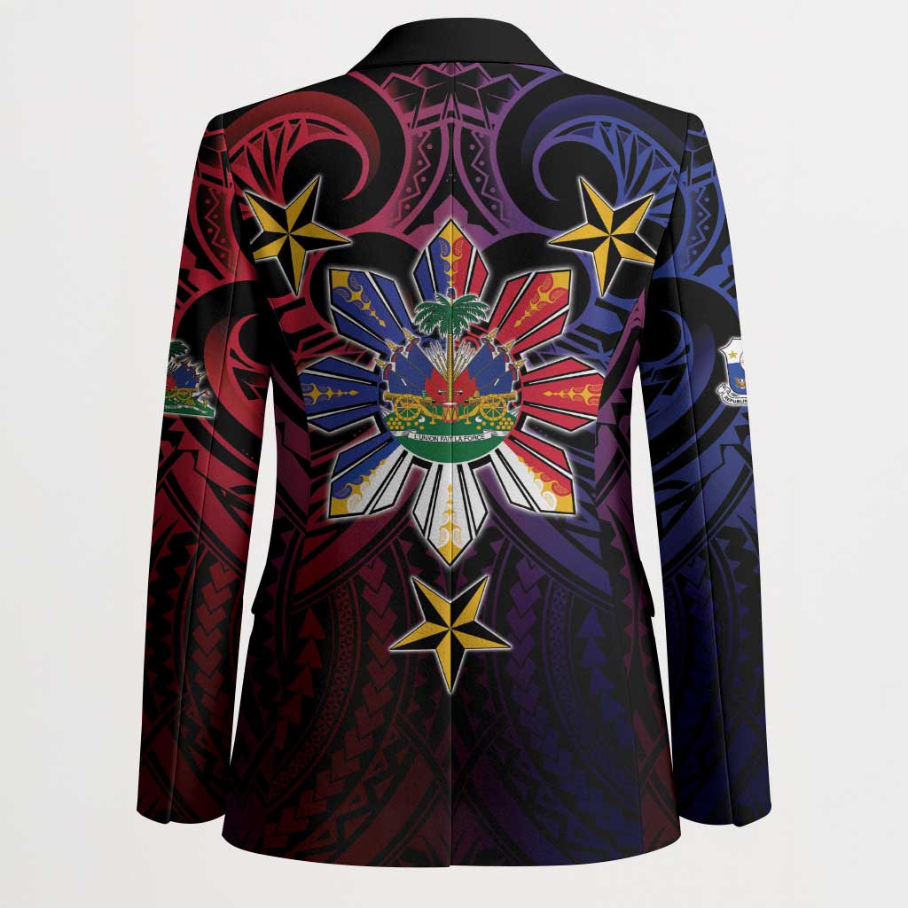 Haiti Philippines Blazer Haitian Coat Of Arms With Filipino Sun LT05 - Polynesian Pride