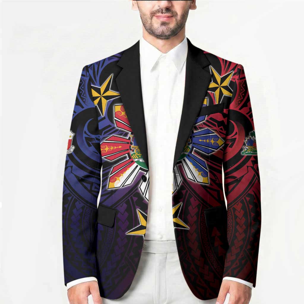 Haiti Philippines Blazer Haitian Coat Of Arms With Filipino Sun LT05 - Polynesian Pride