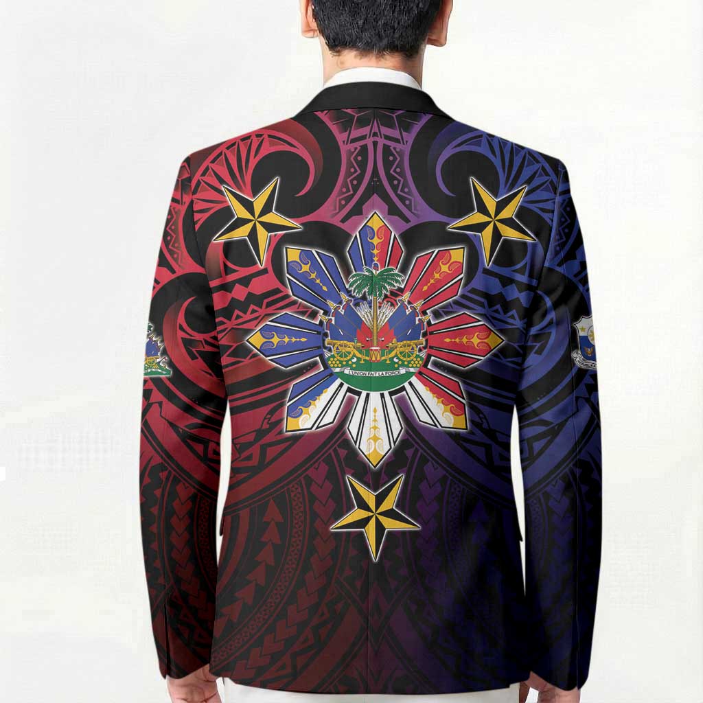 Haiti Philippines Blazer Haitian Coat Of Arms With Filipino Sun LT05 - Polynesian Pride