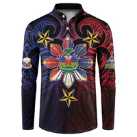 Haiti Philippines Button Sweatshirt Haitian Coat Of Arms With Filipino Sun