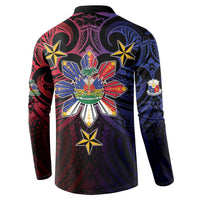 Haiti Philippines Button Sweatshirt Haitian Coat Of Arms With Filipino Sun