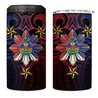 Haiti Philippines 4 in 1 Can Cooler Tumbler Haitian Coat Of Arms With Filipino Sun