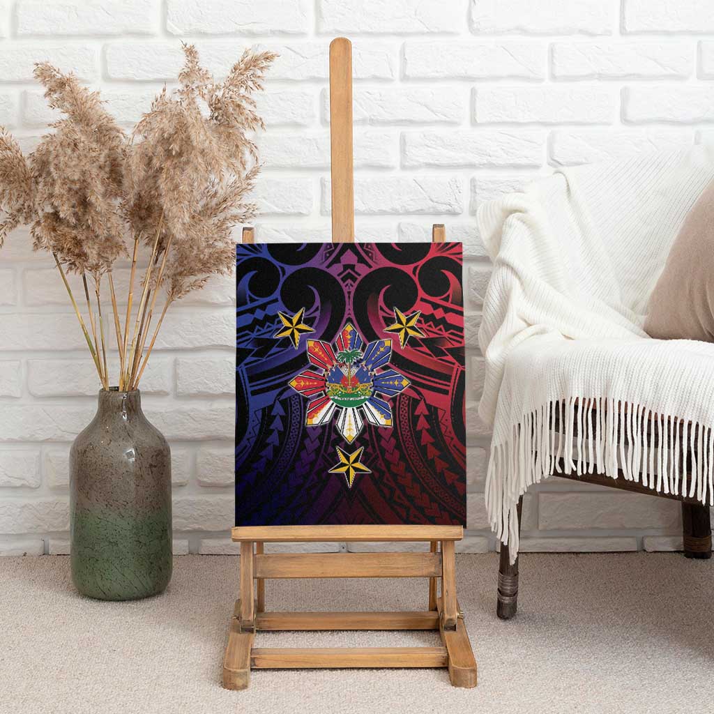 Haiti Philippines Canvas Wall Art Haitian Coat Of Arms With Filipino Sun LT05 - Polynesian Pride