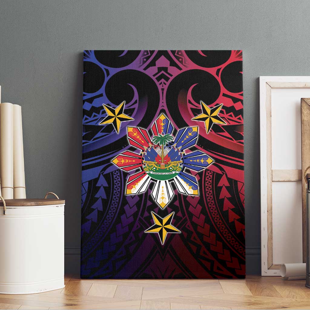 Haiti Philippines Canvas Wall Art Haitian Coat Of Arms With Filipino Sun LT05 - Polynesian Pride