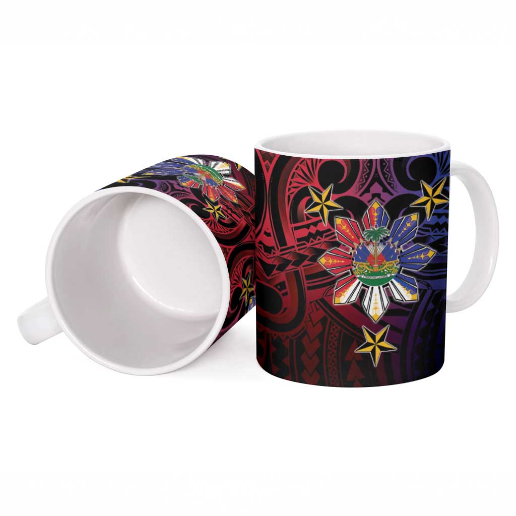 Haiti Philippines Ceramic Mug Haitian Coat Of Arms With Filipino Sun LT05 - Polynesian Pride