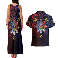 Haiti Philippines Couples Matching Tank Maxi Dress and Hawaiian Shirt Haitian Coat Of Arms With Filipino Sun