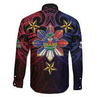 Haiti Philippines Family Matching Puletasi and Hawaiian Shirt Haitian Coat Of Arms With Filipino Sun