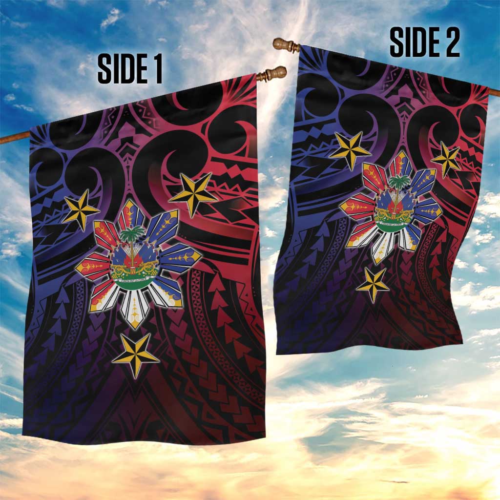 Haiti Philippines Garden Flag Haitian Coat Of Arms With Filipino Sun