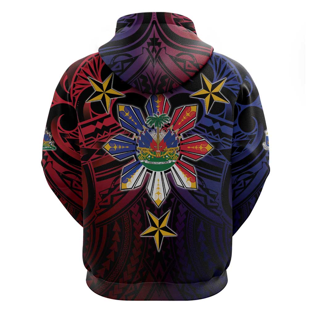Haiti Philippines Hoodie Haitian Coat Of Arms With Filipino Sun LT05 - Polynesian Pride