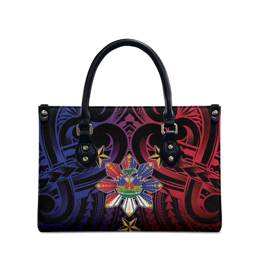 Haiti Philippines Leather Bag Haitian Coat Of Arms With Filipino Sun LT05 - Polynesian Pride