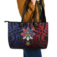 Haiti Philippines Leather Tote Bag Haitian Coat Of Arms With Filipino Sun
