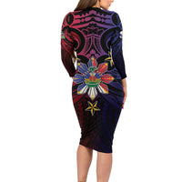 Haiti Philippines Long Sleeve Bodycon Dress Haitian Coat Of Arms With Filipino Sun