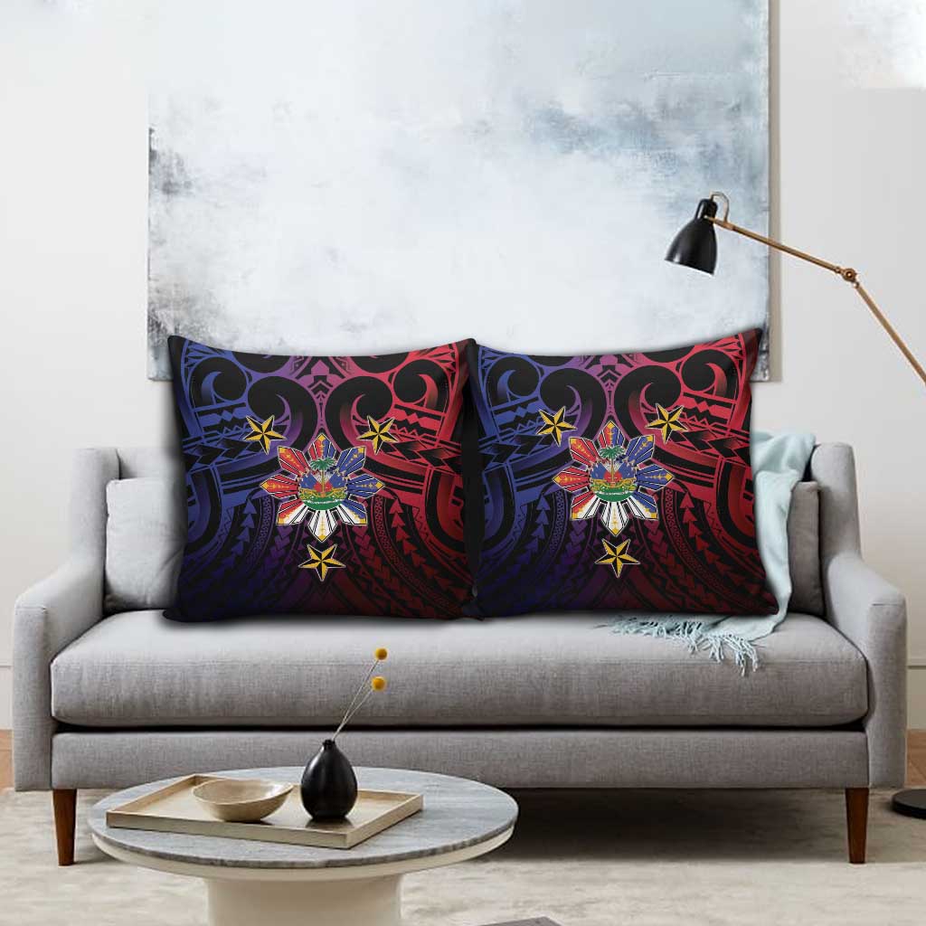 Haiti Philippines Pillow Cover Haitian Coat Of Arms With Filipino Sun LT05 - Polynesian Pride