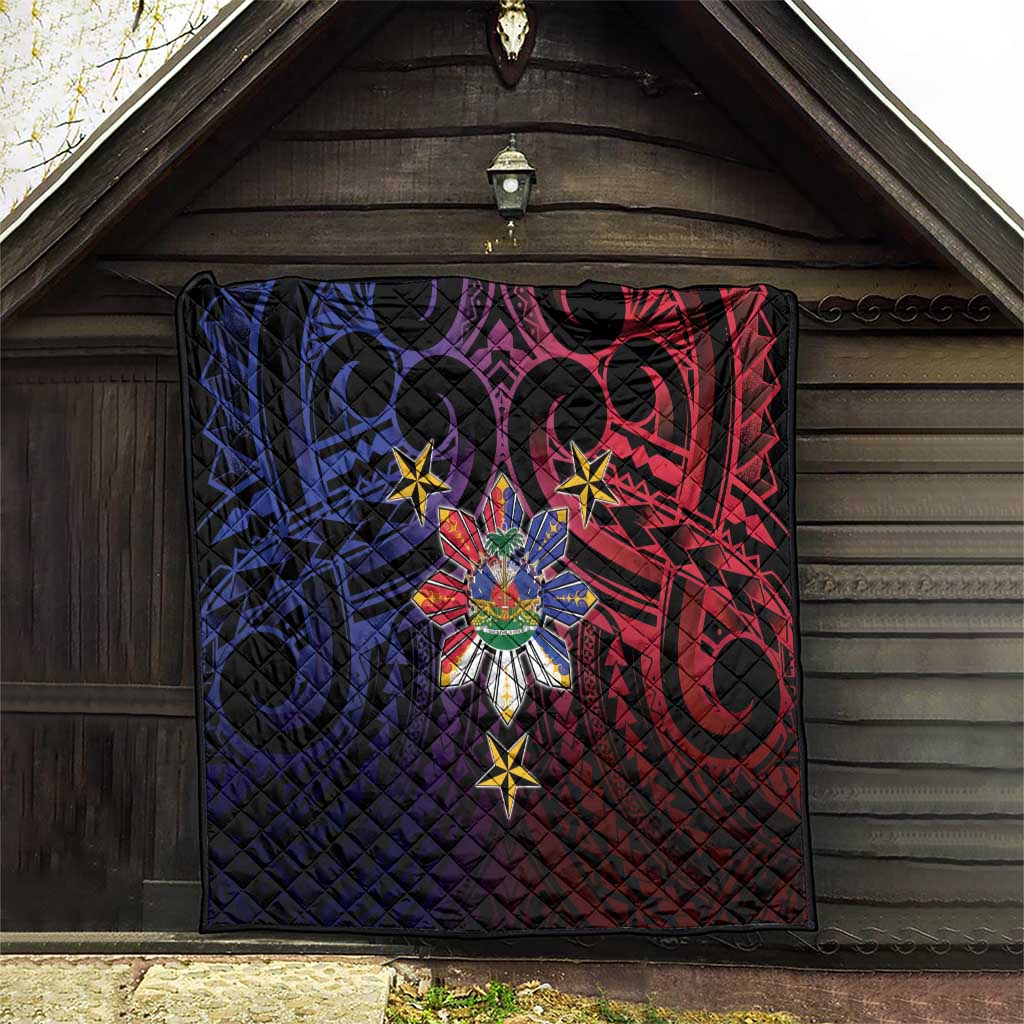 Haiti Philippines Quilt Haitian Coat Of Arms With Filipino Sun LT05 - Polynesian Pride