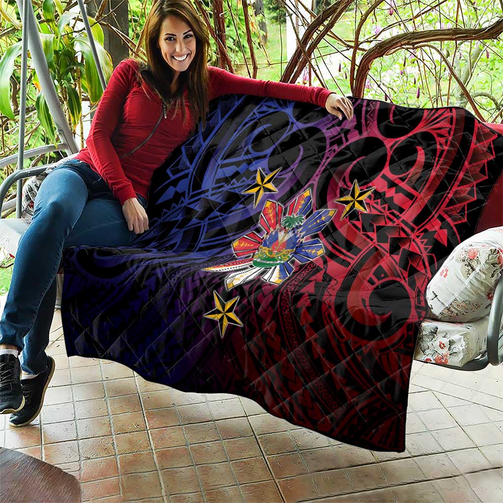 Haiti Philippines Quilt Haitian Coat Of Arms With Filipino Sun LT05 - Polynesian Pride