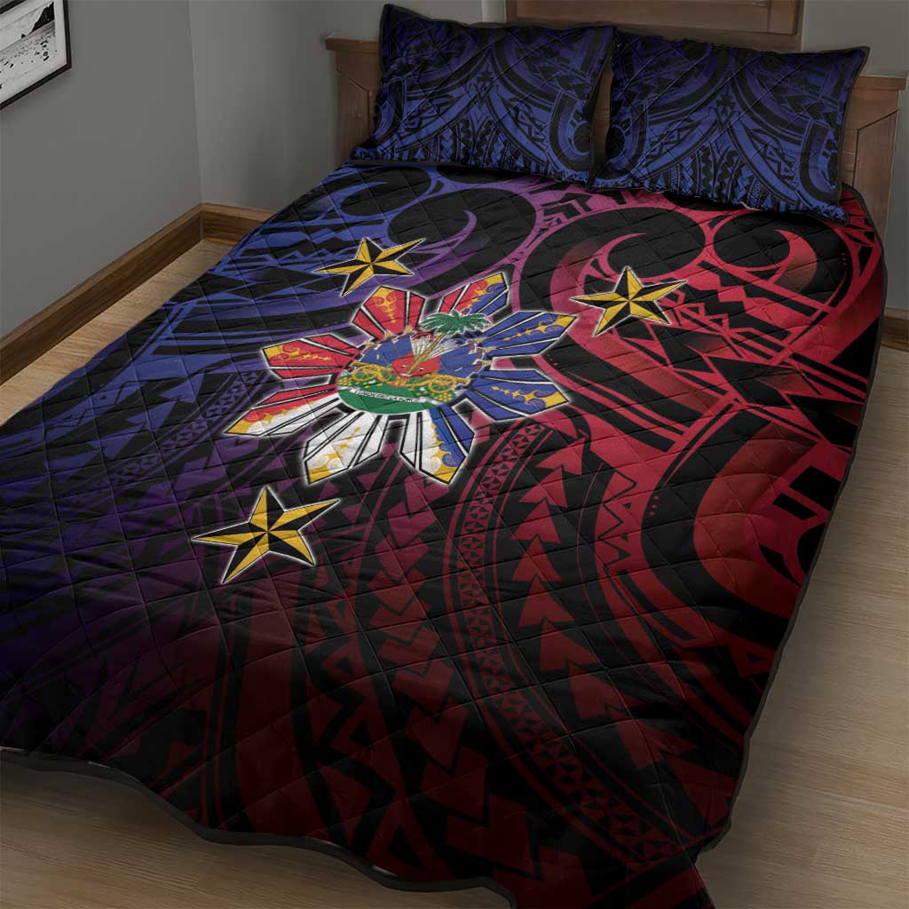 Haiti Philippines Quilt Bed Set Haitian Coat Of Arms With Filipino Sun LT05 - Polynesian Pride