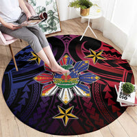 Haiti Philippines Round Carpet Haitian Coat Of Arms With Filipino Sun LT05 - Polynesian Pride