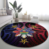 Haiti Philippines Round Carpet Haitian Coat Of Arms With Filipino Sun LT05 - Polynesian Pride