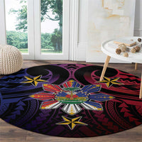 Haiti Philippines Round Carpet Haitian Coat Of Arms With Filipino Sun LT05 - Polynesian Pride