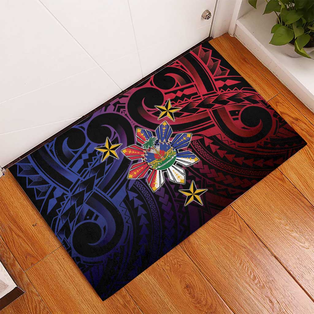Haiti Philippines Rubber Doormat Haitian Coat Of Arms With Filipino Sun LT05 - Polynesian Pride