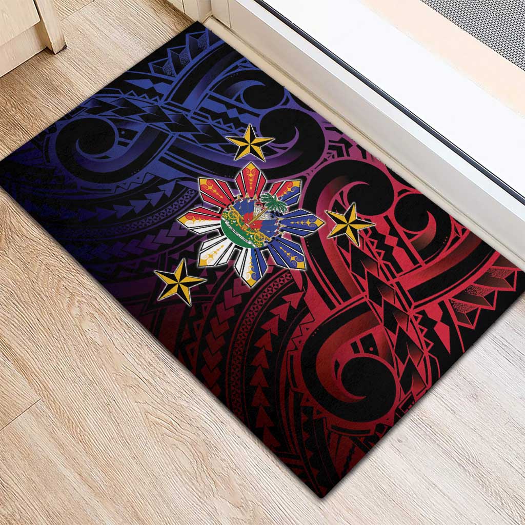 Haiti Philippines Rubber Doormat Haitian Coat Of Arms With Filipino Sun LT05 - Polynesian Pride