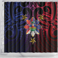 Haiti Philippines Shower Curtain Haitian Coat Of Arms With Filipino Sun LT05 - Polynesian Pride