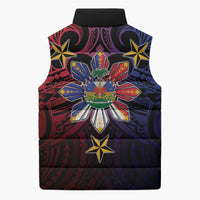 Haiti Philippines Sleeveless Puffer Jacket Haitian Coat Of Arms With Filipino Sun LT05 - Polynesian Pride