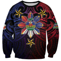 Haiti Philippines Sweatshirt Haitian Coat Of Arms With Filipino Sun LT05 Unisex Black - Polynesian Pride