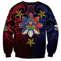 Haiti Philippines Sweatshirt Haitian Coat Of Arms With Filipino Sun LT05 - Polynesian Pride