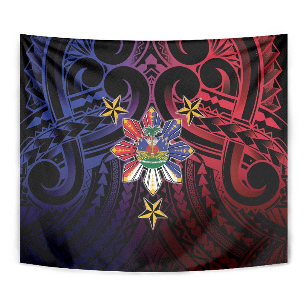 Haiti Philippines Tapestry Haitian Coat Of Arms With Filipino Sun LT05 - Polynesian Pride