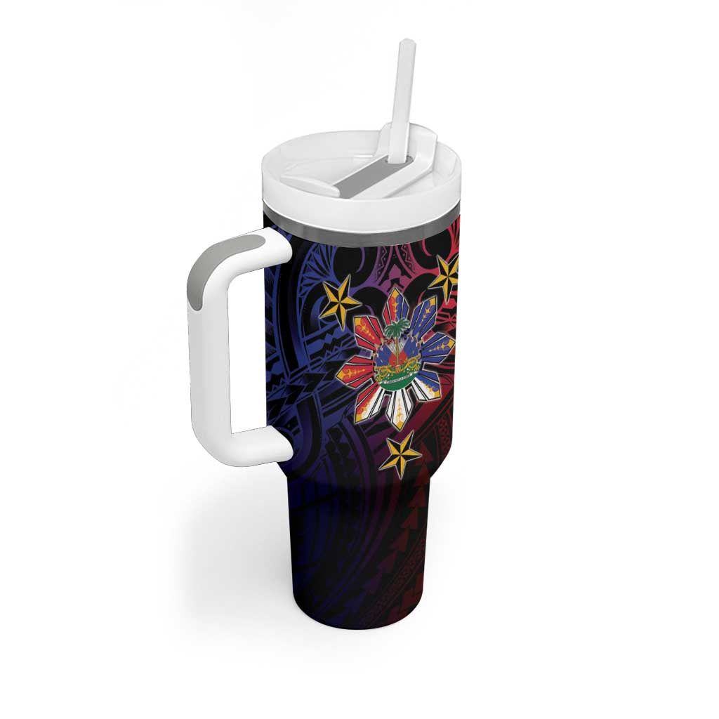 Haiti Philippines Tumbler With Handle Haitian Coat Of Arms With Filipino Sun LT05 - Polynesian Pride