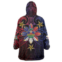 Haiti Philippines Wearable Blanket Hoodie Haitian Coat Of Arms With Filipino Sun