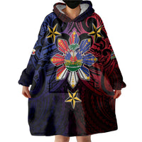 Haiti Philippines Wearable Blanket Hoodie Haitian Coat Of Arms With Filipino Sun