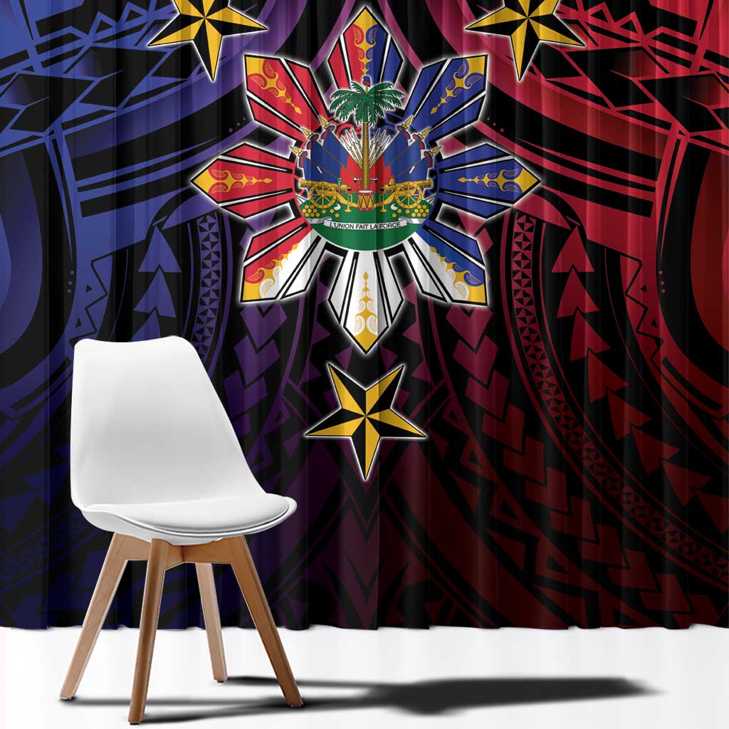 Haiti Philippines Window Curtain Haitian Coat Of Arms With Filipino Sun