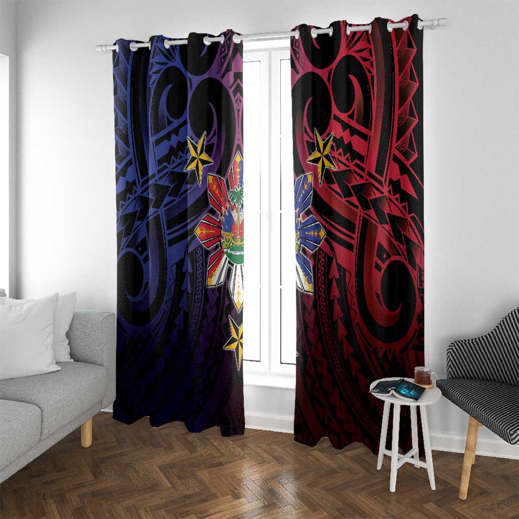 Haiti Philippines Window Curtain Haitian Coat Of Arms With Filipino Sun