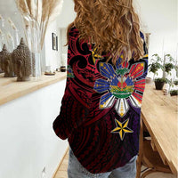 Haiti Philippines Women Casual Shirt Haitian Coat Of Arms With Filipino Sun